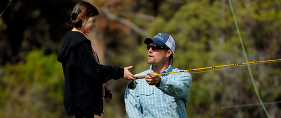 Student receiving instruction at Hunting and Fishing Camps